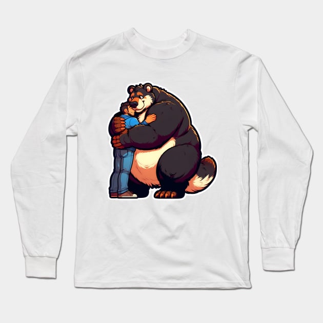 Man and Chubby Bear Lover Gay Furry Art Long Sleeve T-Shirt by Blue Bull Bazaar